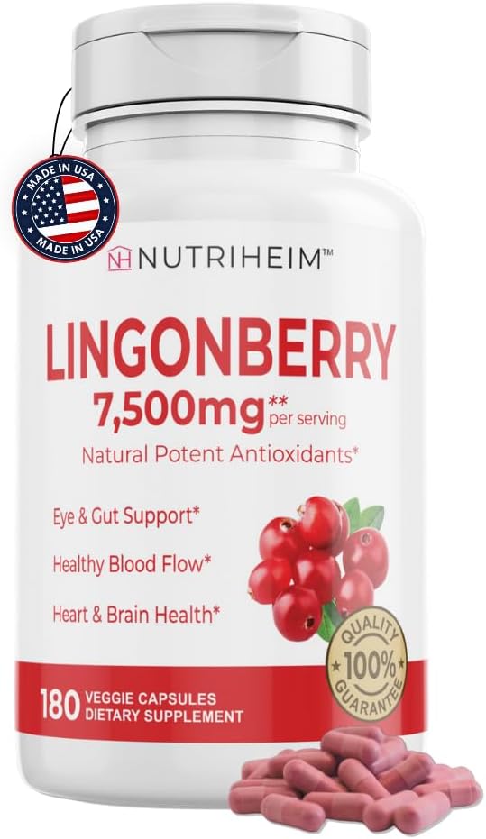 Nutriheim - Pó de Lingonberry 7500mg para Trato Urinário, Circulação Sanguínea, Saúde Intestinal, Saúde Ocular, Suporte Antioxidante – Puro Relação 5:1