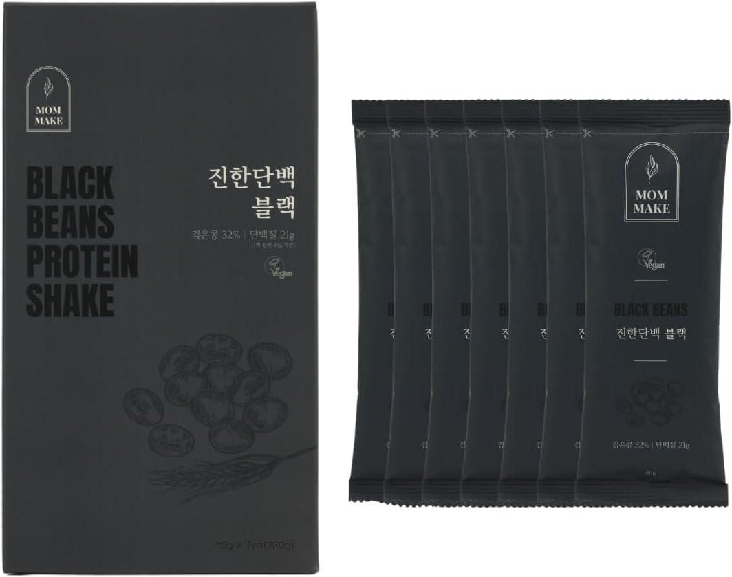 MOMMAKE - Pó de Shake de Proteína de Feijão Preto 280g – 21g de Proteína Vegetal de Gergelim Preto