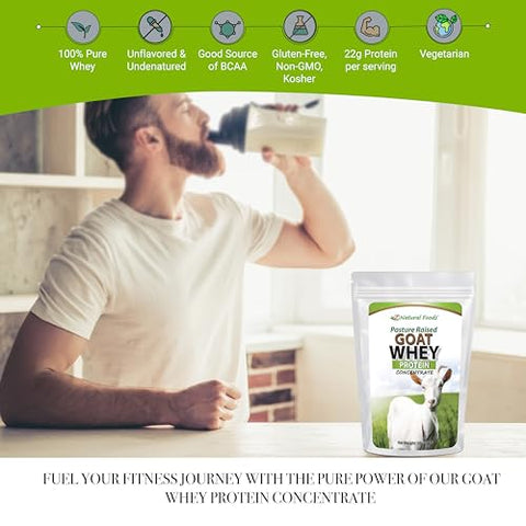 Proteína de Soro de Leite de Cabra Concentrada – Não Desnaturada, Sem Sabor, Proveniente de Pasto – Proteína de Cabra Limpa com Proteínas Vitais para Gerenciamento de Peso, Imunidade - Z Natural Foods