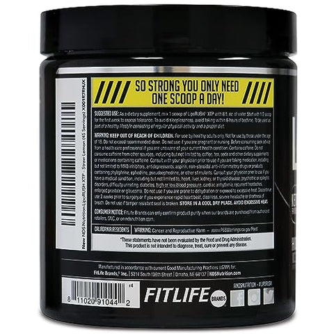 LIPORUSH - NDS Nutrition XTP Queimador de Gordura Termogênico com L-Carnitina – Energia, Foco e Controle de Apetite – Pó Termogênico Extremo para Perda de Peso – Morango Limonada (45g)