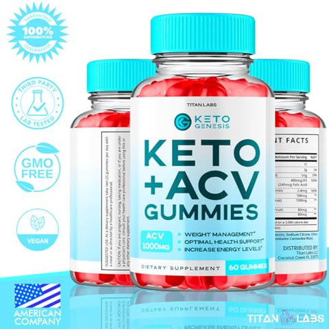 Titan Labs - Keto Genesis ACV Gummies – Suplemento de Vinagre de Maçã em Gomas 1000MG Fórmula Avançada de Vitaminas – KetoGenesis ACV Gummies Keto Supplement