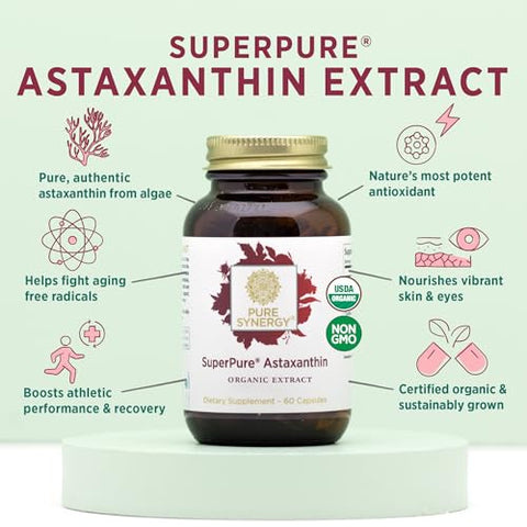 SuperPure Astaxanthin Extract | Suplemento Orgânico de Astaxantina | Astaxantina Vegana de Algas com Lecitina de Girassol | Suporte Antioxidante para Pele, Olhos e Articulações | 30 ml - PURE SYNERGY