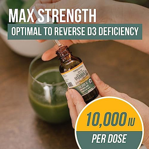 Triquetra Health - Vitamina D3 Orgânica 10.000 UI – Plant D3, Vegana, Alta Absorção – Gotas Sublinguais de D3 Líquida – 200%% Mais Absorção, Fórmula 100%% à Base de Plantas Cholecalciferol
