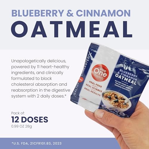 Aveia de Mirtilo e Canela, Lanche Saudável para o Coração com Esterois Vegetais, Ômega 3 e Fibra Alimentar, Aveia Sem Glúten Vegana (12 Pacotes) - Step One Foods