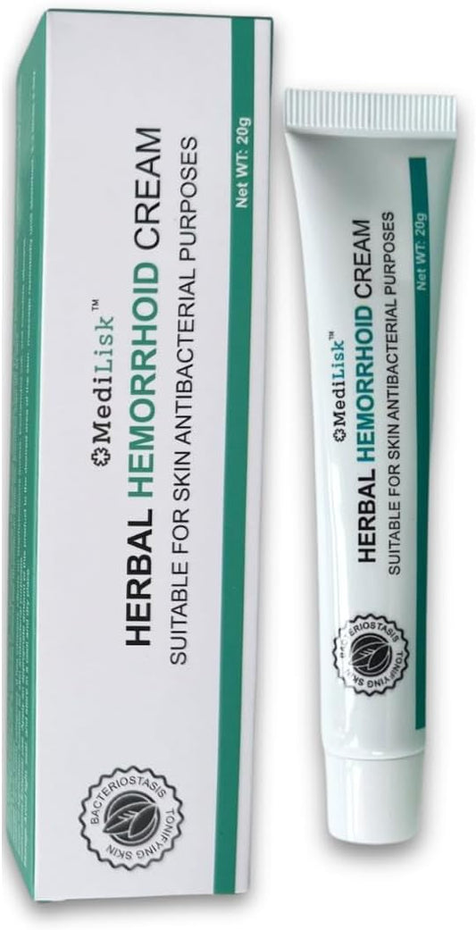MediLisk - Creme Herbal para Hemorroidas Alívio Rápido Refrescante da Dor, Alivia Queimação, Coceira e Desconforto, 0,7 Ounce (Embalagem de 1)