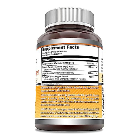 Amazing Nutrition - Amazing Formulas Cúrcuma Curcumina – Benefícios Incríveis para a Saúde – 60 Cápsulas de 500mg