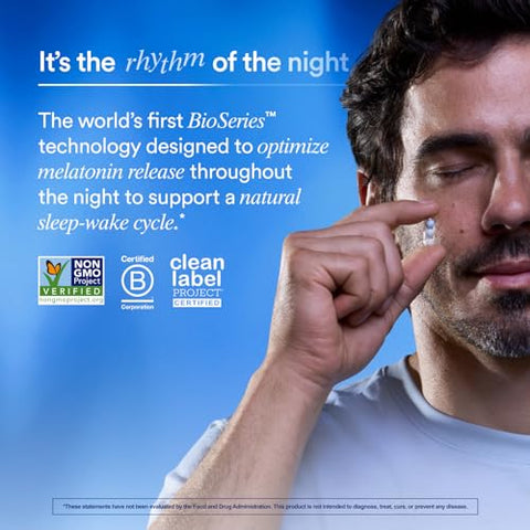 Sleep BioSeries™ Melatonina: Suplemento para Dormir com Cápsulas de Liberação Gradual, Vitaminas Naturais para Adultos, Suporte para Noites de Sono, 20 Cápsulas - Ritual