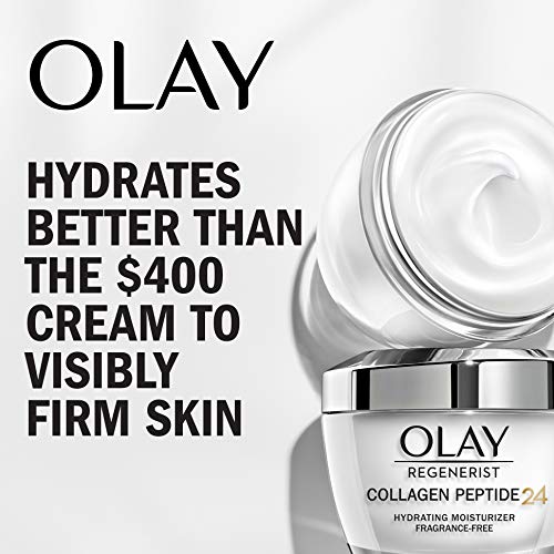 Creme Hidratante Facial Olay Regenerist Collagen Peptide 24 com Niacinamida para Pele Firme, Antirrugas sem Fragrância 50ml + Olay Whip Tamanho Viagem para Pele Seca