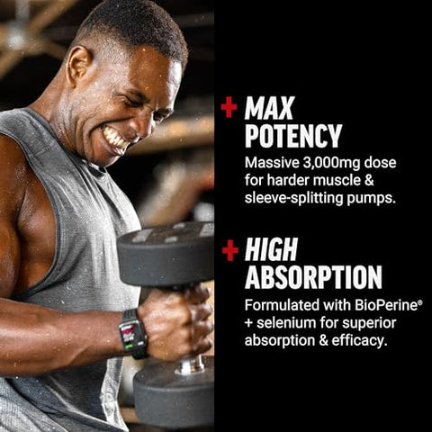 Force Factor - FORCE FACTOR – Suplemento de L-Arginina com Óxido Nítrico e BioPerine para Construção Muscular e Melhor Fluxo Sanguíneo, Circulação, Entrega de Nutrientes e Bombas Musculares – L-Arginina