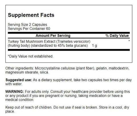 Turkey Tail Mushroom – Fórmula Natural – 120 Cápsulas, 500 mg (4 Pacotes) - Swanson
