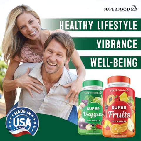 Superfood MD - Suplemento de Frutas e Vegetais Superfood – 360 Suplementos Integrais de Frutas e Vegetais