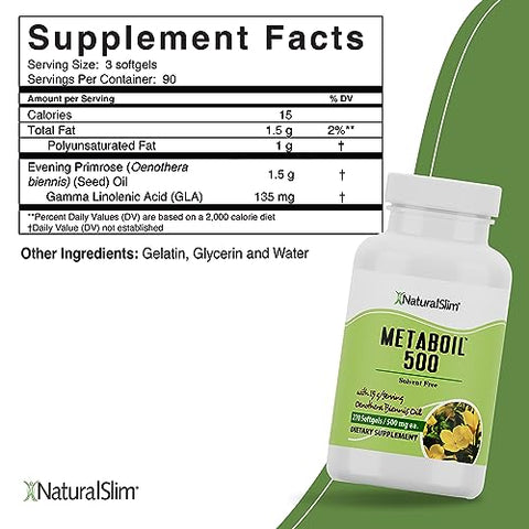Metaboil 500 Cápsulas de Óleo de Prímula para Metabolismo e Energia – Aumente sua Vitalidade! - NaturalSlim