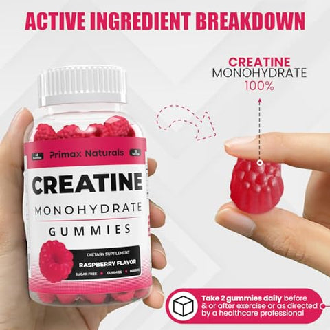 Primax Naturals - Gomas de Monohidrato de Creatina Sem Açúcar para Homens – Marca: No Sugar – 100g