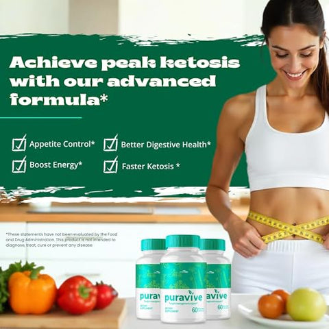 VIVE MD - Puravive: Cápsulas Premium de Gerenciamento de Peso, Método Avançado Puravive Exotic Rice com 60 Cápsulas Não-OGM, com Garcinia Cambogia e Pó de Manga