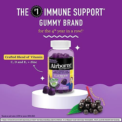 Elderberry Zinc Airborne: Reforço Imunológico com Extrato de Sabugueiro e Zinco – 60 comprimidos