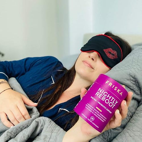 FR!SKA - FRISKA Nightly Reboot – Suplemento Enzimático e Probiótico para Melhor Digestão e Sono – Apoia a Saúde Intestinal para Homens e Mulheres – Melatonina, Camomila, 90 Cápsulas