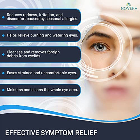 60 Unidades Lenços para Alívio de Alergia nas Pálpebras | Pads de Limpeza Ocular Hipoalergênicos Pré-umedecidos, Reduz Coceira e Vermelhidão - NOVEHA