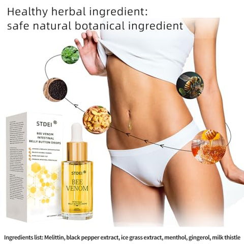 dooeka - STDEI Bee Venom Detox Intestinal – Gotas para o Umbigo – Extratos Naturais Puros – Todos os Gêneros e Idades (2 Frascos)