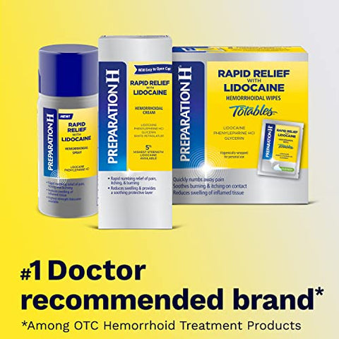 Creme Hemorroidal Alívio Rápido com Lidocaína – Alívio Anestésico para Inchaço, Dor, Queimação e Coceira – Tubo de 1g - Preparation H