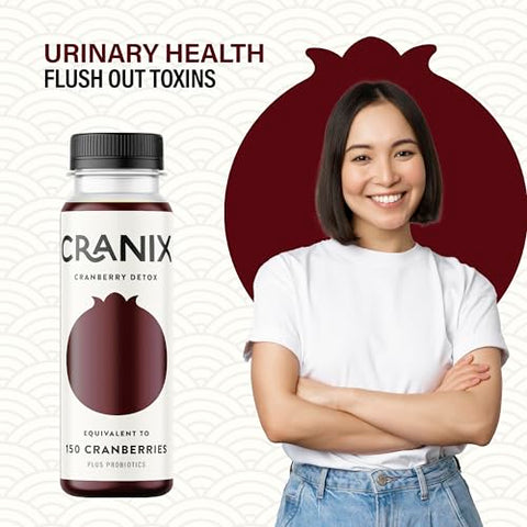 Cranix – Detox Shots de Cranberry Natural 60ml para Saúde Urinária – 7 Pacotes – Com Vinagre de Maçã, Probióticos, D-Manose e Betaina - NGL