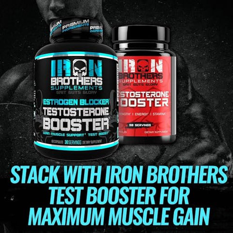 Iron Brothers Supplements - Aumente a Libido com Bloqueador de Estrogênio – Booster de Testosterona para Homens – Suplemento Natural Anti-Estrogênio
