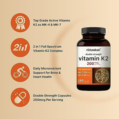 Suplemento de Vitamina K2 de Espectro Completo com MK-7 – Marca NatureBell - NatureBell
