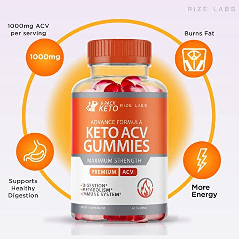 rize labs - (2 Pacotes) 6 Pacotes de Gomas de ACV Keto Advanced Formula 6 Pacotes de Gomas Keto 6 Pacotes de Gomas de ACV Keto (120 Gomas)