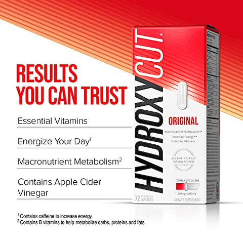 Original – 72 Cápsulas de Liberação Rápida – 200 mg de Cafeína – Acelera o Metabolismo, Queima Calorias, Aumenta a Energia – para Mulheres - Hydroxycut