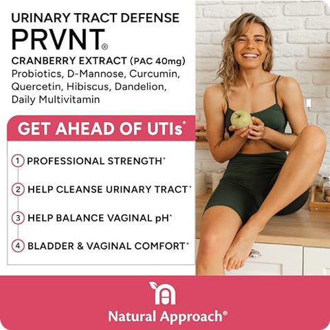 PRVNT - 40mg PAC + D-Manose e Probióticos | Suplemento de Cranberry Mais Poderoso para a Saúde do Trato Urinário | Cápsulas de Cranberry para Mulheres
