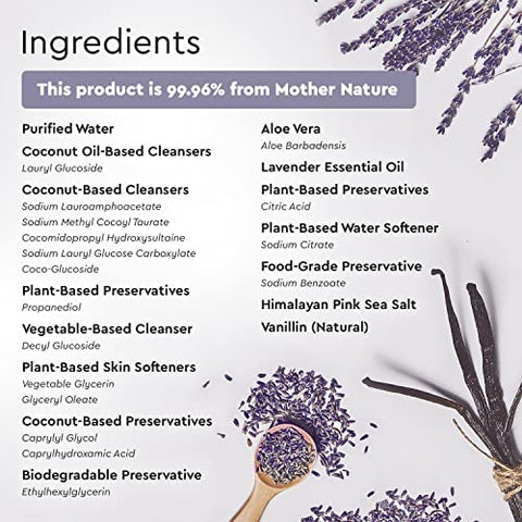 Sabonete Líquido Orgânico Puracy, Higienizador Profissional de Mãos, Gel Natural Hidratante para Lavar as Mãos, Recargas de Sabonete Líquido para Pele Macia (Recarga Lavanda)