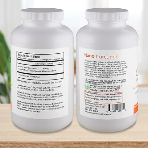 One Planet Nutrition - Nano Curcumin 100 mg Cápsulas Vegetais (120 Porções), Extrato de Cúrcuma, Nano para Alta Absorção, Suporte Anti-Inflamatório