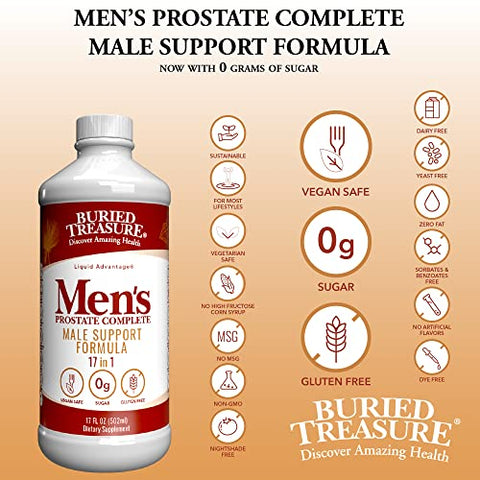 Buried Treasure - Tesouro Escondido: Fórmula Natural de Suplemento Completo para a Próstata Masculina com Saw Palmetto, Casca de Pygeum – 60 Cápsulas