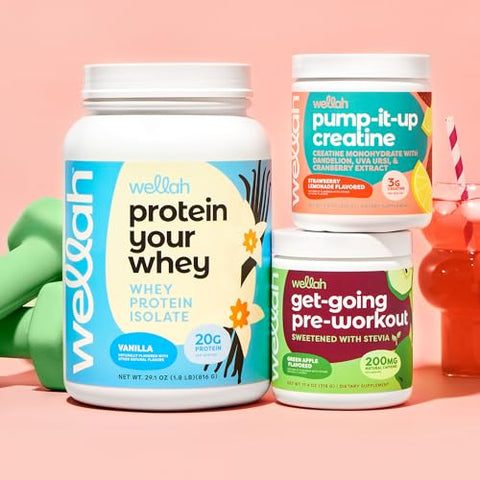 Wellah - Get-Going Mistura para Bebida Pré-Treino (Sabor Maçã Verde, 30 Porções)