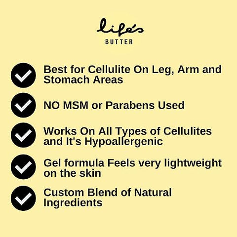 Life's Butter - Creme Anti-Celulite Life’s Butter com Coenzima Q10, L-Carnitina e Óleo de Coco | Produto Natural para Suavizar a Pele | Loção Firmadora para Remover Celulite | 180 ml