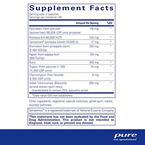 Pure Encapsulations - Complexo Enzimático Systemic Encapsulations Puro – Suporte à Recuperação Muscular – 60 cápsulas