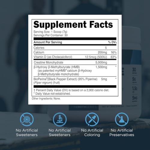 Creatine HMB – Pó de Monohidrato de Creatina com HMB para Crescimento Muscular, Aumento de Força, Energia Aprimorada e Desempenho Atlético Melhorado – 30g - Transparent Labs