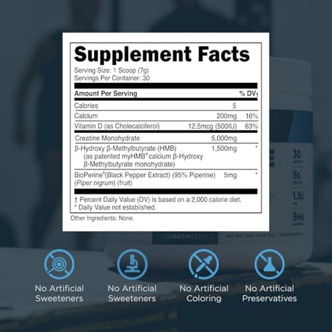 Creatine HMB – Pó de Monohidrato de Creatina com HMB para Crescimento Muscular, Aumento de Força, Energia Aprimorada e Desempenho Atlético Melhorado – 30g - Transparent Labs