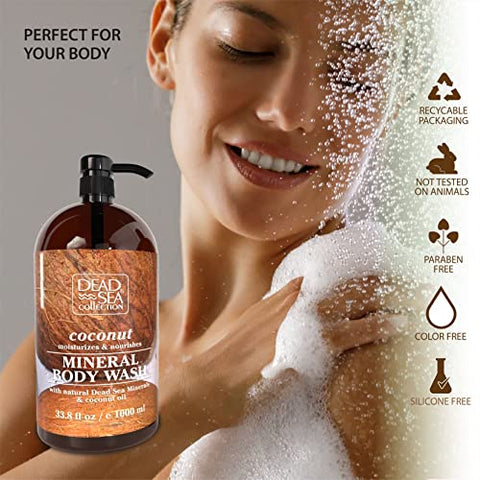 Sabonete Líquido de Coco para Mulheres e Homens – com Minerais do Mar Morto e Óleo de Coco – Limpa e Hidrata a Pele – Pacote com 2 (2000 ml) - Dead Sea Collection