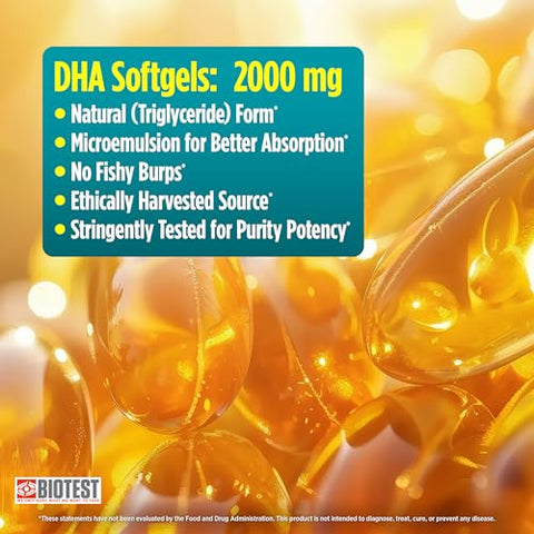Flameout Óleo de Peixe Rico em DHA – 4200 mg Ômega 3 – 180 Cápsulas (Fornecimento de 60 Dias) - Biotest