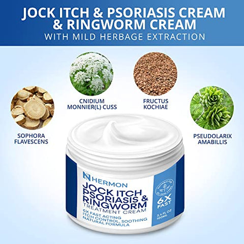 Hermon - Creme Antifúngico Jock Itch, Creme para Psoríase, Tratamento para Micose em Humanos, Tratamento para Psoríase, Tratamento para Couro Cabeludo com Psoríase, Creme para Micose em Humanos, Pés