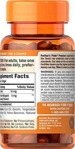 Puritan's Pride - Puritan’s Pride Zeaxanthin 4mg com Luteína 10mg, Suporte para Olhos e Visão Saudáveis, 60 ct