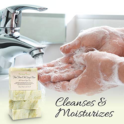 The Soap Haven - Sabonete de Tea Tree – 4 Barras de Sabonete de Óleo de Tea Tree Natural para Rosto, Mãos, Pés e Corpo – Combate Manchas, Coceira e Odor Corporal. 4 Barras Grandes de 130g, Feitas à Mão nos EUA com Ingredientes Não-OGM