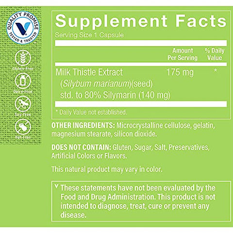 Extrato de Cardo de Leite The Vitamin Shoppe 175 MG (300 Cápsulas) – Saúde do Fígado