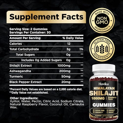 Hovika - Shilajit Gummies 1000mg para Homens – Potência e Energia Natural