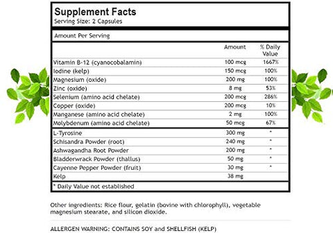 Botanica Research - Complexo de Suporte à Tireoide: Sistema Glandular Natural: Melhor Foco, Concentração, Equilíbrio Hormonal PS e Energia – 60 Cápsulas Vegetais de Vitaminas