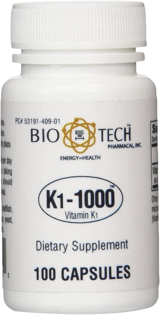 BioTechUSA - Bio-Tech – K1-1000 (Vitamina K-1) 100 Cápsulas | Fortaleça sua saúde com a Vitamina K-1 | Produto de alta qualidade