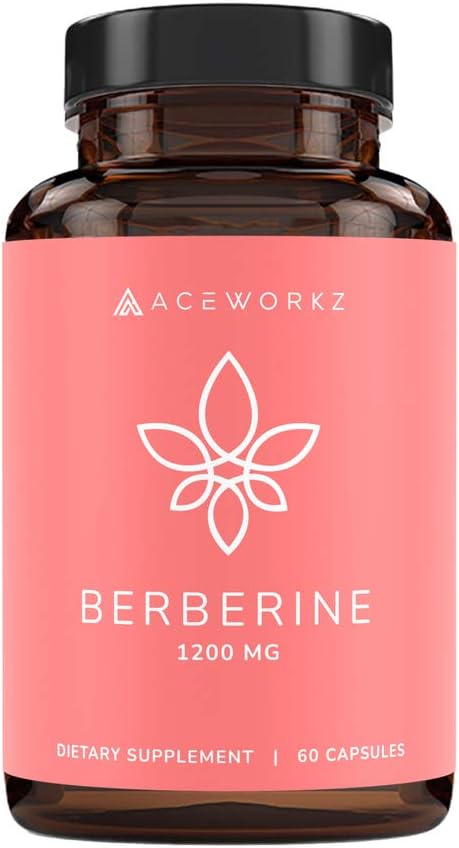 Premium Berberine HCL 1200mg com BioPerine® – Pureza Testada de 97% – Suplemento de Berberina de Alta Potência – Berberina Plus – Fabricado nos EUA (60 Cápsulas) - ACEWORKZ