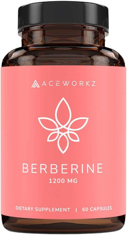 Premium Berberine HCL 1200mg com BioPerine® – Pureza Testada de 97% – Suplemento de Berberina de Alta Potência – Berberina Plus – Fabricado nos EUA (60 Cápsulas) - ACEWORKZ