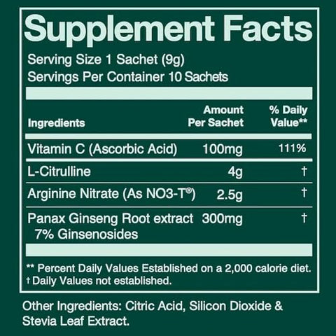 JOYMODE - Performance Booster: Arginine Nitrate, L-Citrulline e Ginseng para Saúde Cardiovascular, Fluxo Sanguíneo, Óxido Nítrico, Qualidade e Firmeza da Ereção