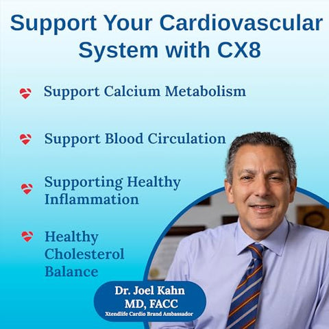 CX8 – Suplemento para Saúde do Coração com Vitamina K2, Espinheiro Marítimo e Vitamina D – Fórmula de Alta Potência para Suporte Cardiovascular Ótimo - Xtendlife